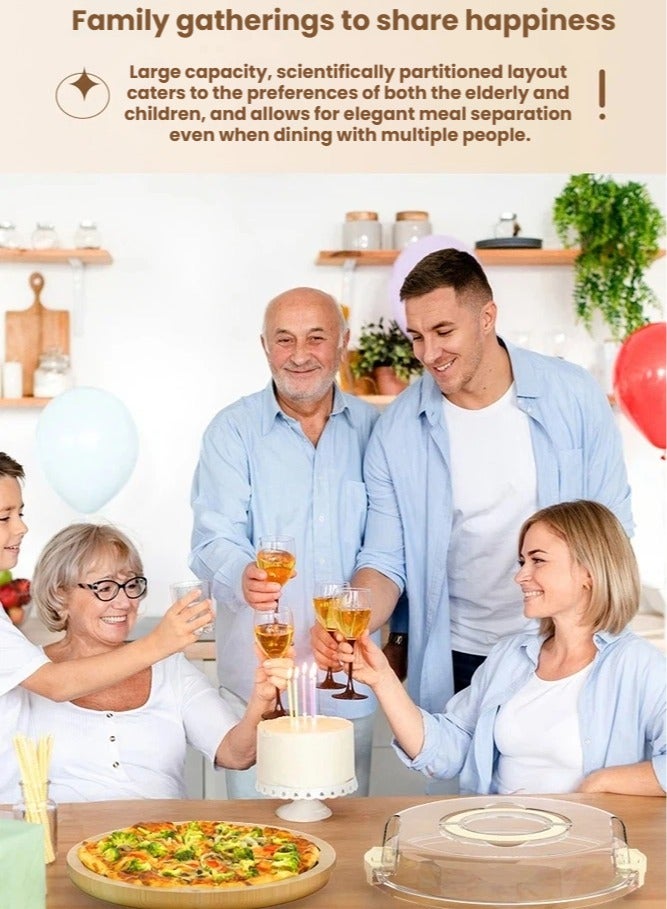 عام **صينية مستديرة من خشب الخيزران الطبيعي - مقبض محمول، سهل التنظيف، صينية تقديم متينة للنزهات والحفلات والاستخدام اليومي** - Image 3
